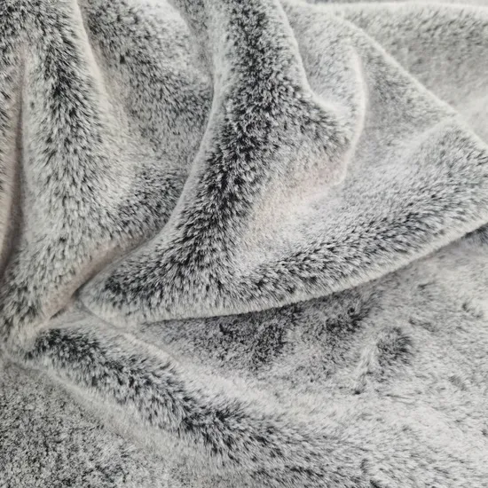 Tela de terciopelo de conejo rosa suave con pelo largo afeitado blanco Minky, con estampado PV, para el hogar